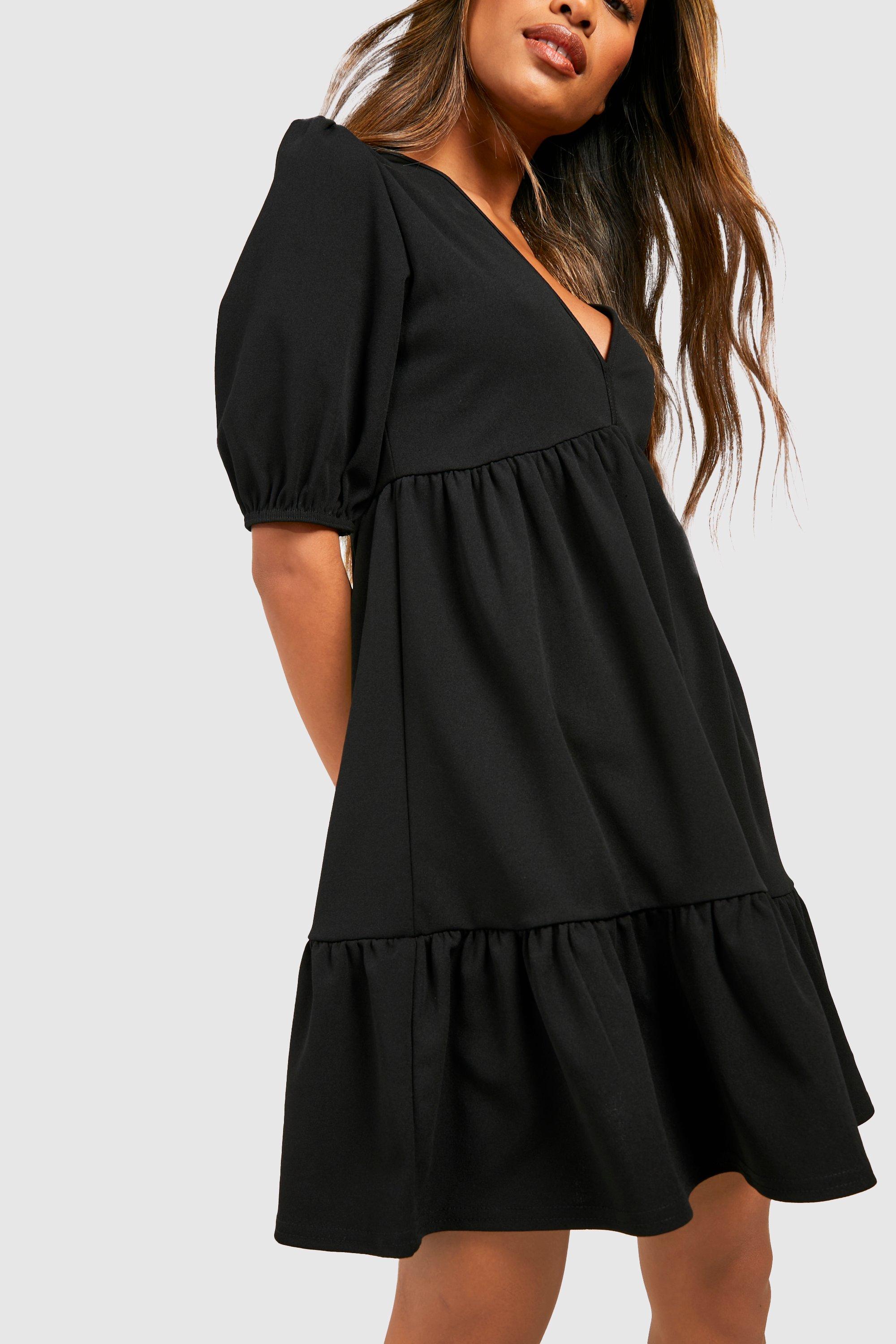 Puff Sleeve Ruffle Smock Dress boohoo